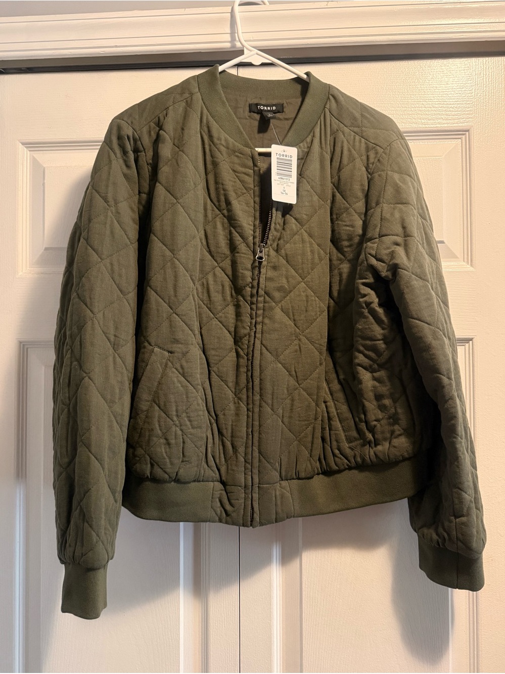 torrid Olive Quilted Bomber Jacket - Diamond Stitch